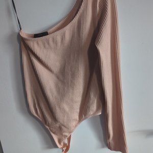 Ribbed pink M/L one shoulder